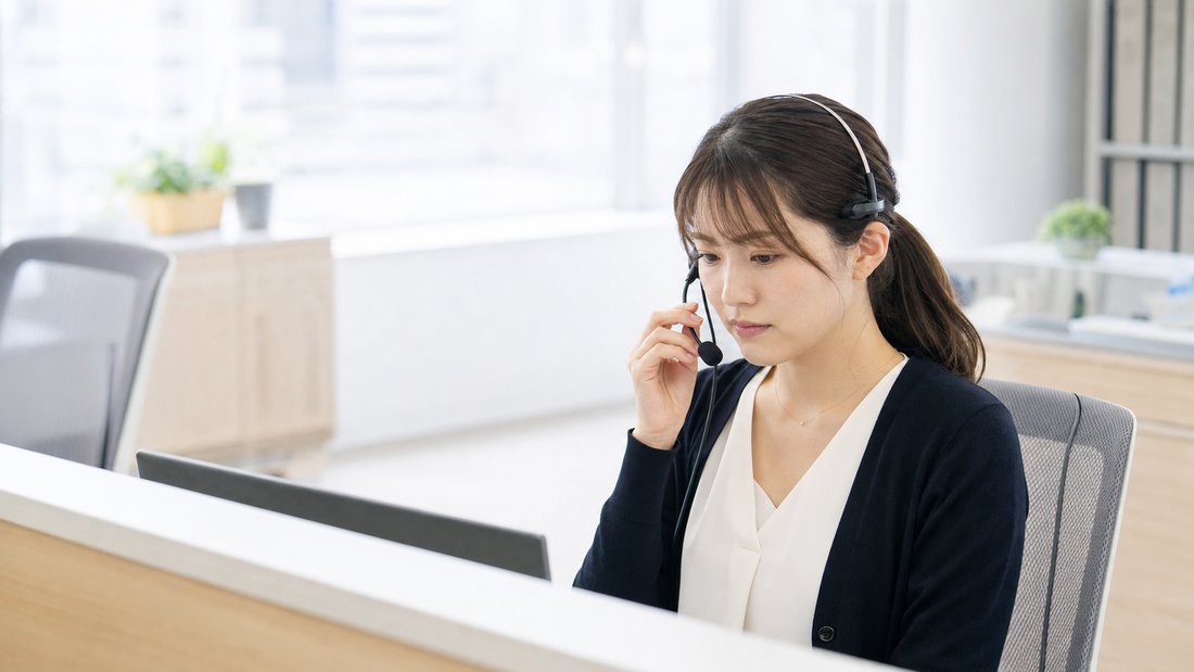 コールセンターで対応する女性スタッフのイメージ