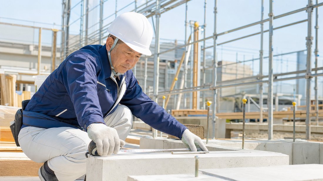 工事現場で作業するベテラン職人のイメージ